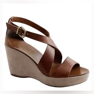 J. Crew Marguerite Leather Wedge Sandals